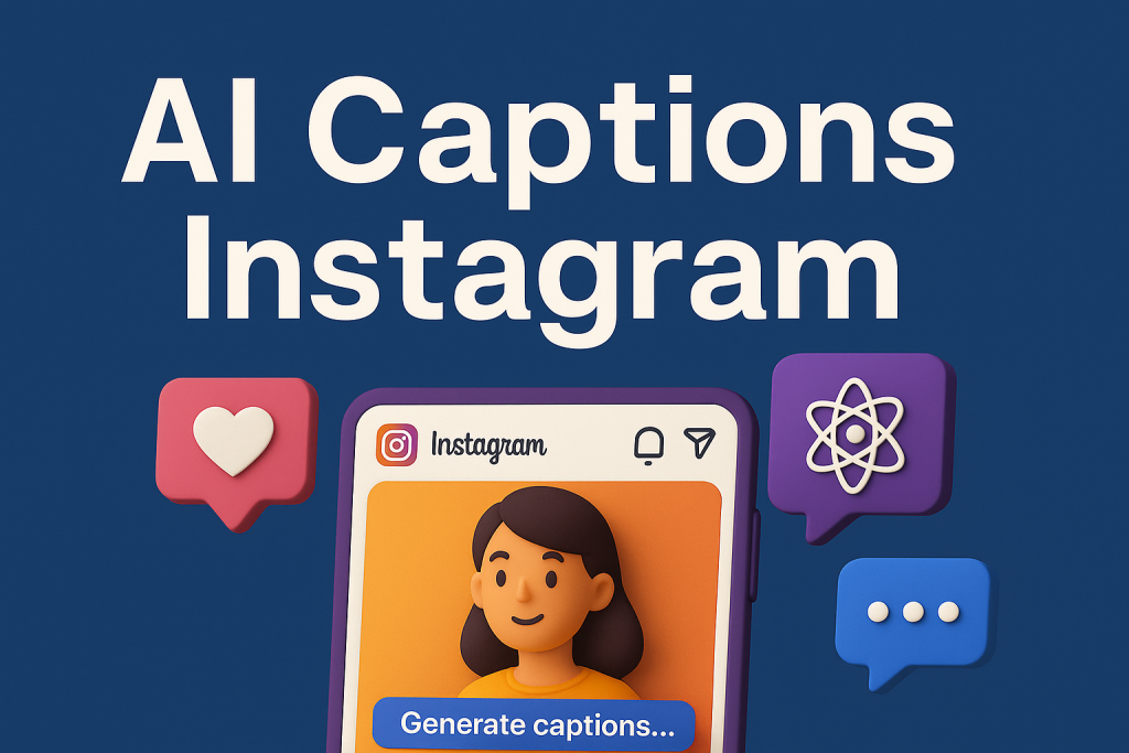 3d phone with instagram feed and ai captions.